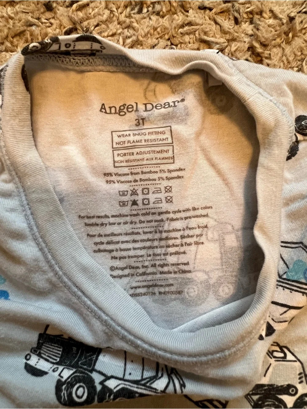 Angel Dear 3T Blue Construction Hearts Pajamas